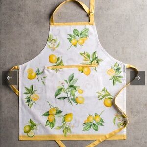 NWT Maison d’Hermine 100% Cotton Bib Apron Limoncello Print Front Pocket